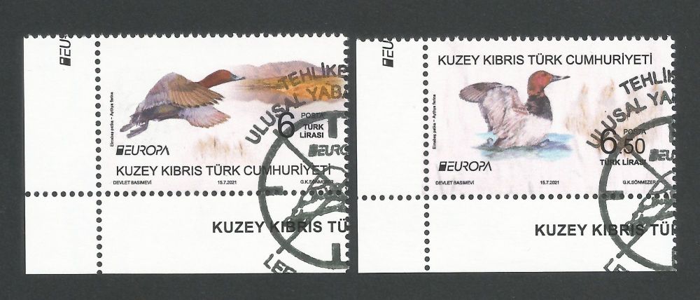 North Cyprus Stamps SG 0862-63 2021 Europa Endangered National Wildlife Birds - CTO USED (P699)