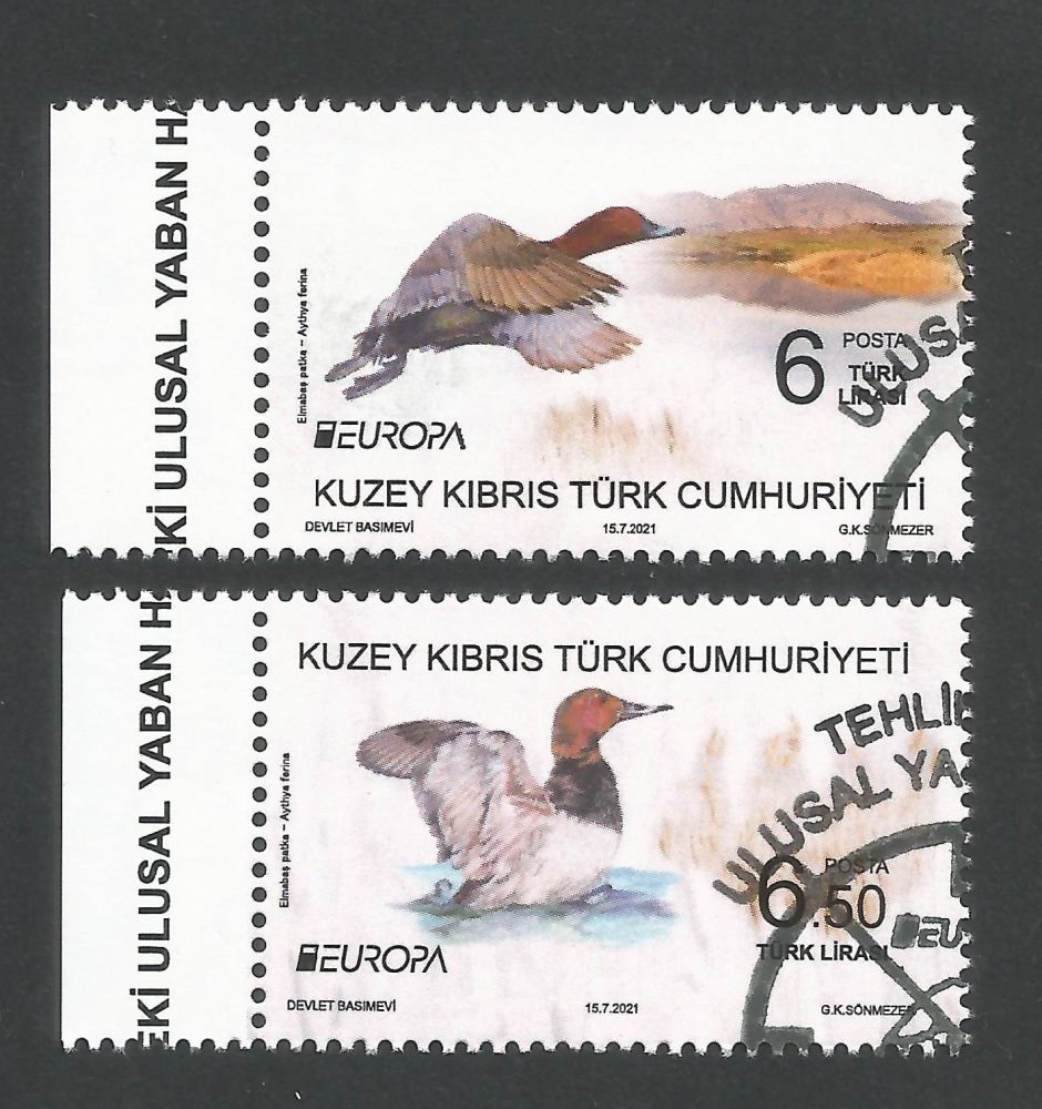 North Cyprus Stamps SG 0862-63 2021 Europa Endangered National Wildlife Birds - CTO USED (P701)
