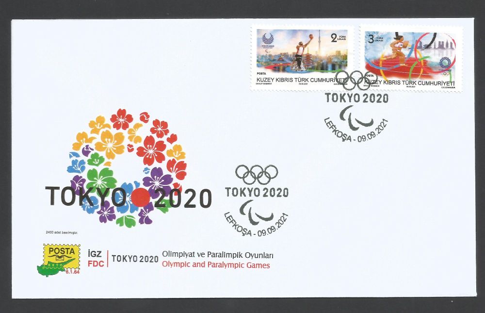 North Cyprus Stamps SG 0865-66 2021 Olympic and Paralympic Games TOKYO 2020  - Official FDC
