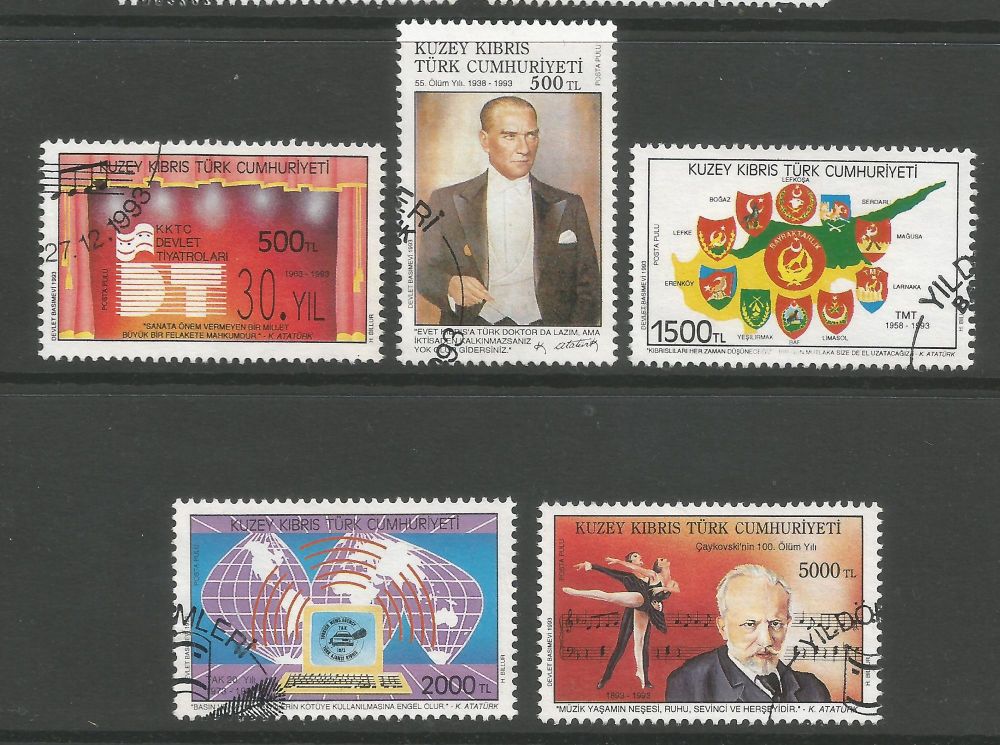 North Cyprus Stamps SG 364-68 1993 Anniversaries - USED (L790)