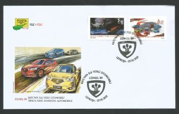 North Cyprus Stamps SG 2021 (c) TRNCs First Domestic Automobile Car Günsel B9  - FDC 