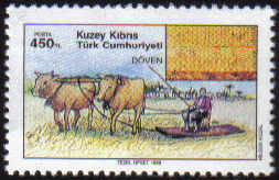 North Cyprus Stamps SG 271 1989 450TL Ox drawn Threshing Sledge - MINT