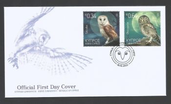 Cyprus Stamps SG 2022 (a) Birds Barn and Scops Owl  - Official FDC