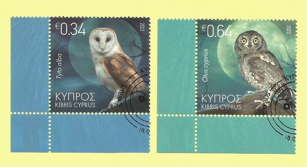 Cyprus Stamps SG 2022 (a) Birds Barn and Scops Owl  - CTO USED (P909)