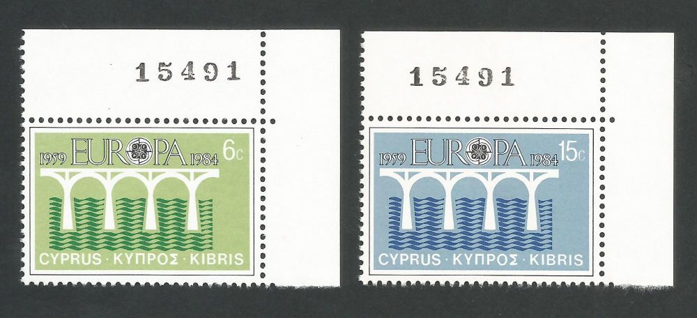 Cyprus Stamps SG 632-33 1984 Europa Bridges - Control Numbers MINT