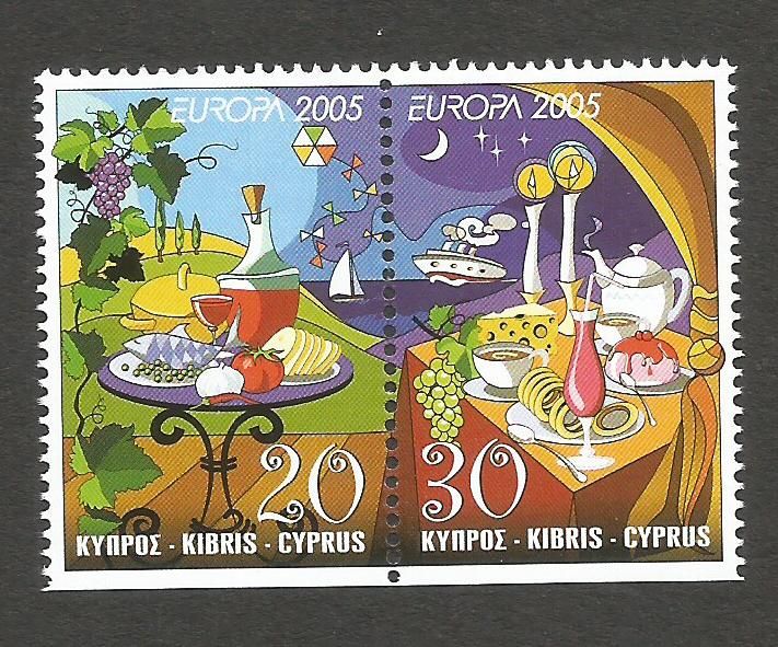 Cyprus Stamps SG 1096-97 2005 Europa Gastronomy Booklet pair - MINT (m418)