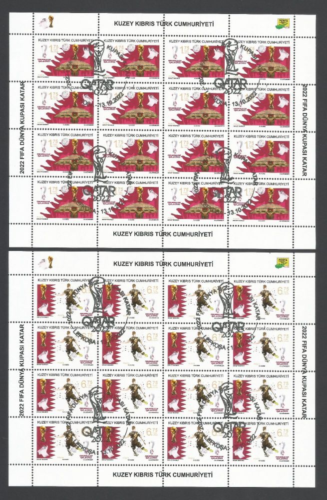 North Cyprus Stamps SG 2022 (c) FIFA Football World Cup Qatar - Full Sheet CTO USED (m564)