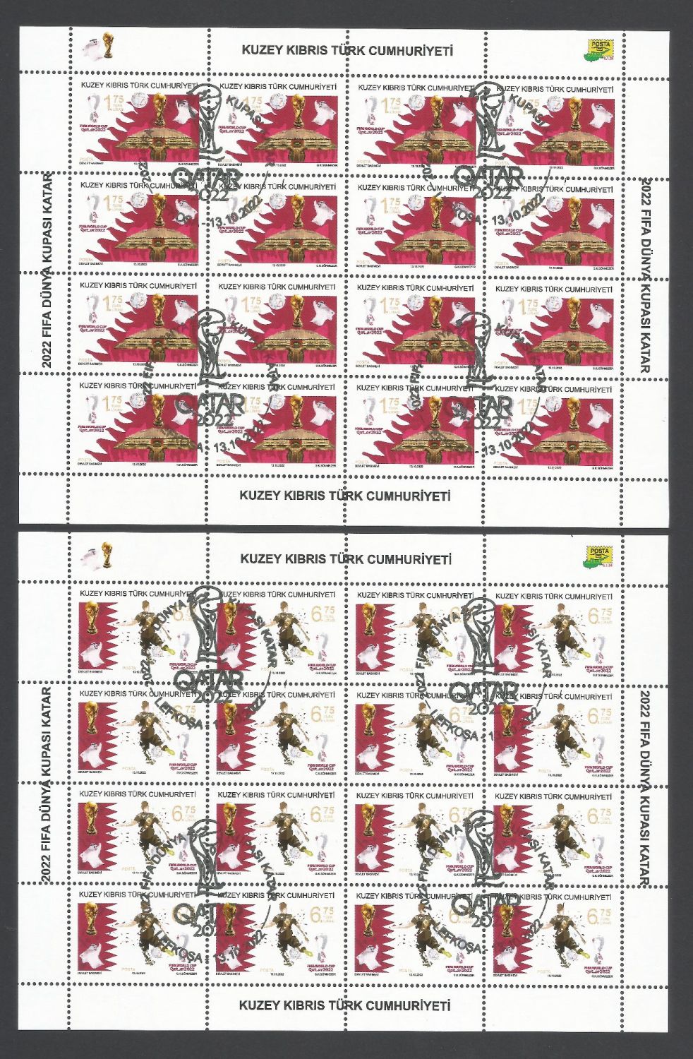 North Cyprus Stamps SG 2022 (c) FIFA Football World Cup Qatar - Full Sheet 