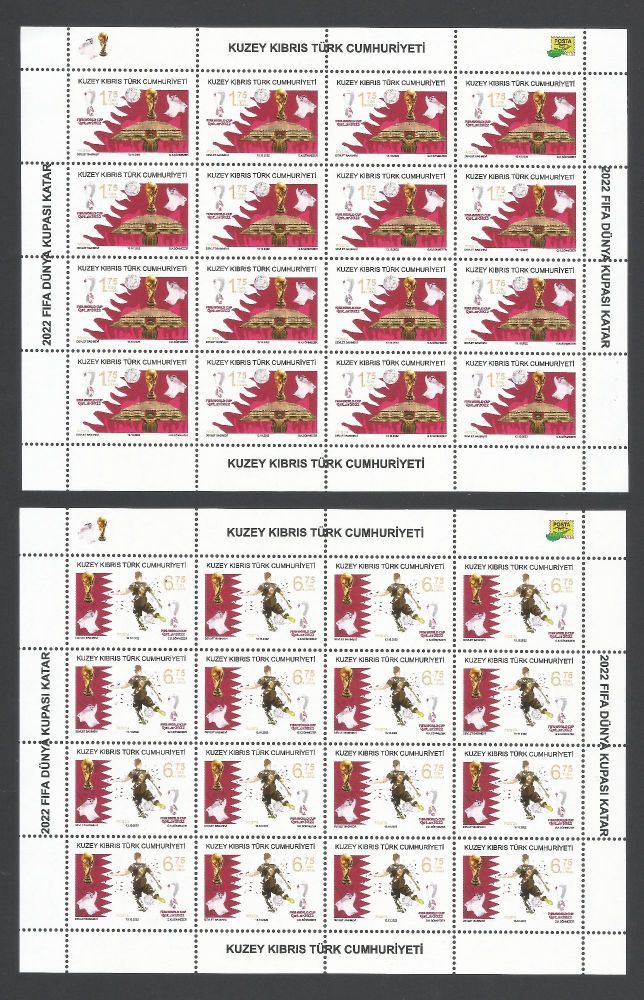 North Cyprus Stamps SG 0877-78 2022 FIFA Football World Cup Qatar - Full Sheet MINT