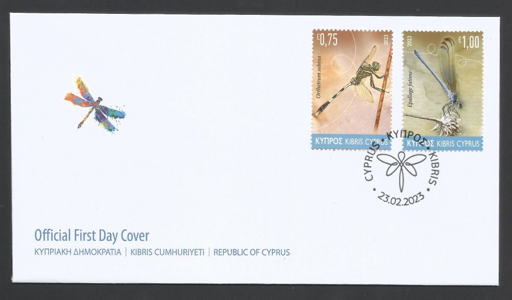 Cyprus Stamps SG 2023 (a) Dragonflies - Official FDC