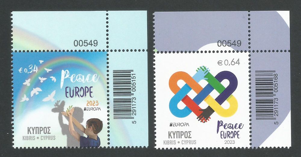 Cyprus Stamps SG 2023 (d) EUROPA - PEACE The Highest Value of Humanity - Control Numbers MINT