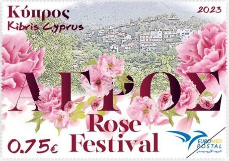 Cyprus Stamps Euromed 2023 Mediterranean Festival Roses sample image