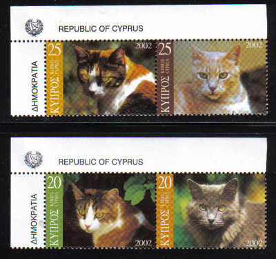 Cyprus Stamps SG 1025-28 2002 Cats - MINT (e012)