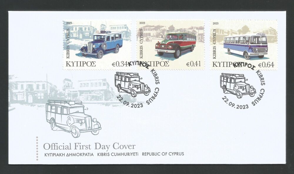Cyprus Stamps SG 2023 (f) Old Buses of Cyprus - Stamps Official FDC