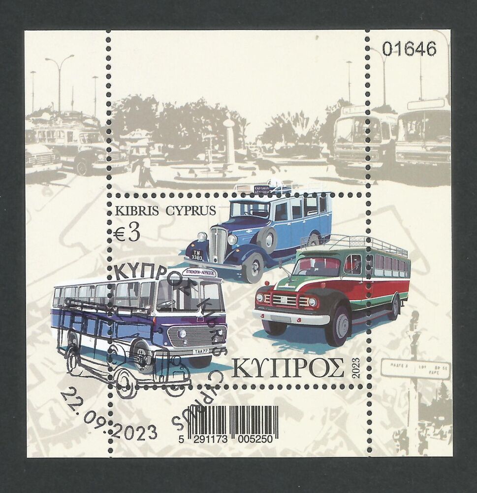 Cyprus Stamps SG 2023 (f) Old Buses of Cyprus - Mini Sheet CTO USED (n251)