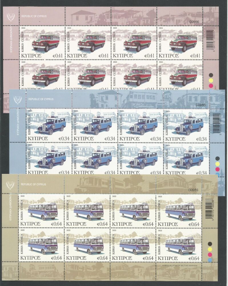 Cyprus Stamps SG 2023 (f) Old Buses of Cyprus - Full Sheets MINT