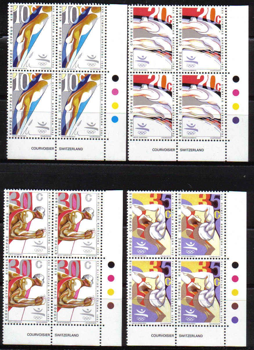Cyprus Stamps SG 811-14 1992 Barcelona Olympic Games Block of 4 - MINT (b78