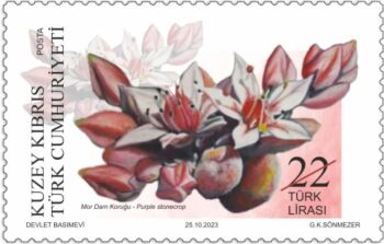 North Cyprus Stamps 2023 Cyprus Endemic Plants - 22TL Purple stonecrop.