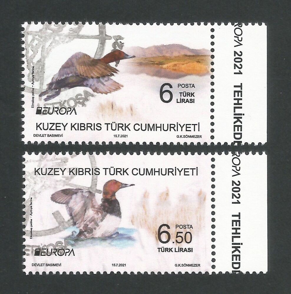 North Cyprus Stamps SG 0862-63 2021 Europa Endangered National Wildlife Birds - CTO USED (n343)