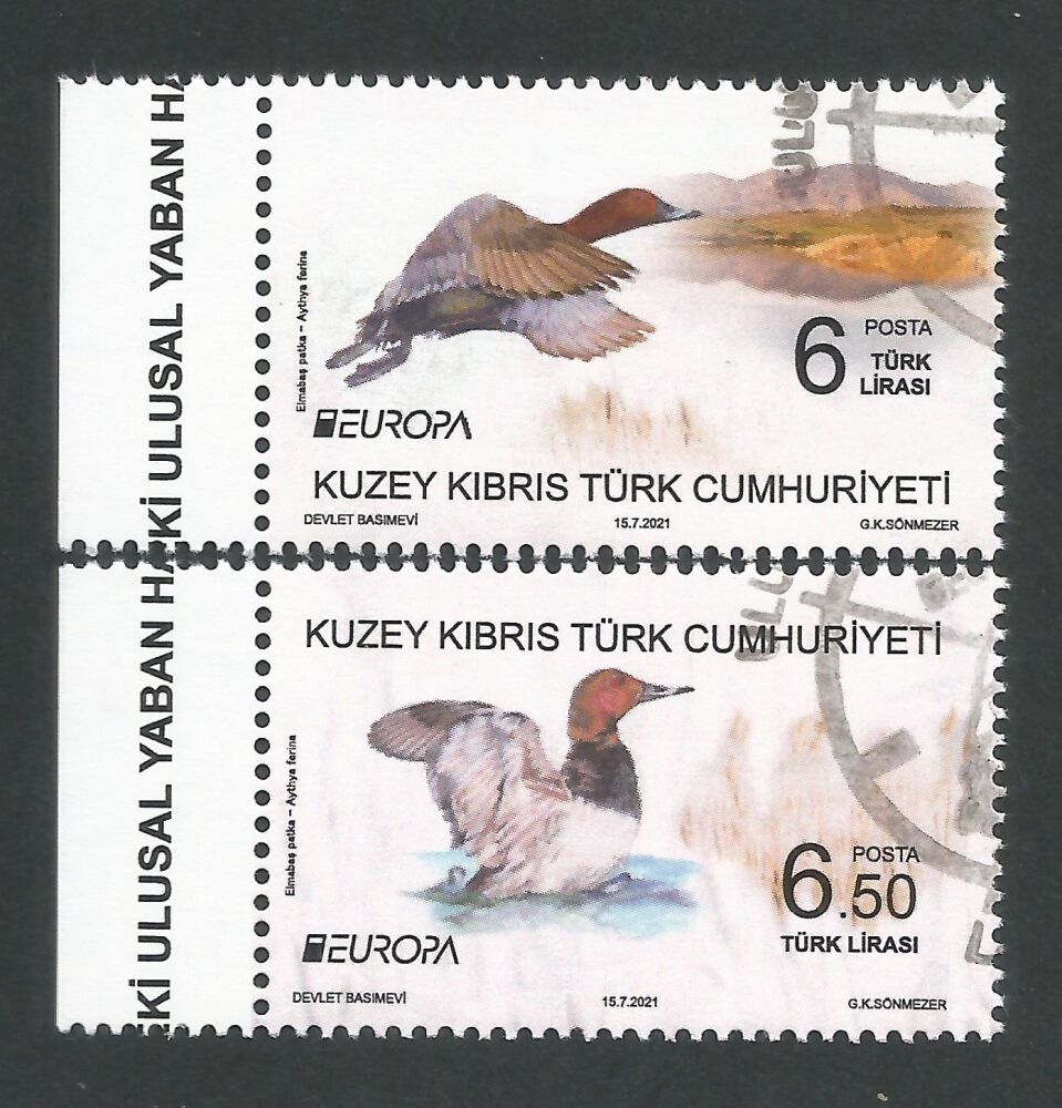 North Cyprus Stamps SG 0862-63 2021 Europa Endangered National Wildlife Birds - CTO USED (n344)