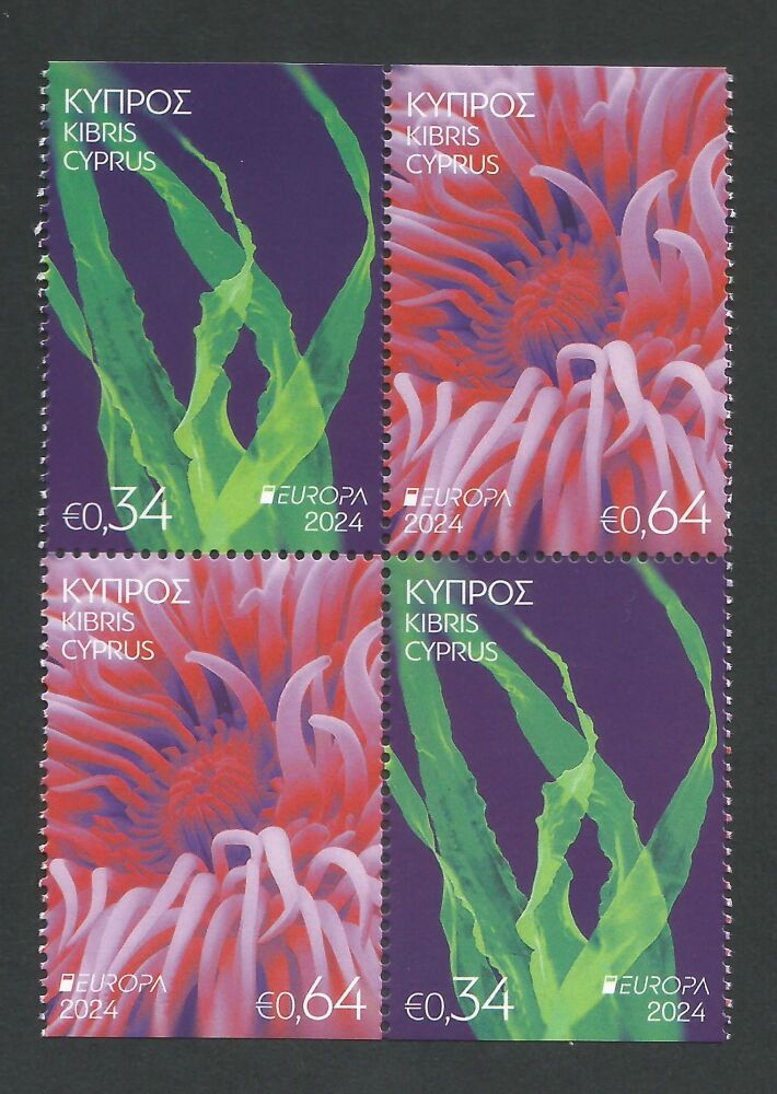 Cyprus Stamps SG 2024 (d) Europa Underwater Fauna & Flora - Booklet Pane MINT