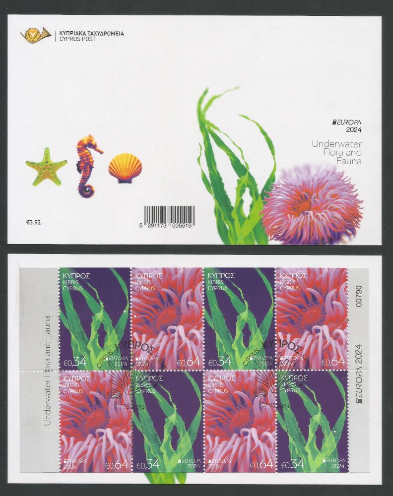 Cyprus Stamps SG 2024 (d) Europa Underwater Fauna & Flora - Booklet CTO USED (n386)