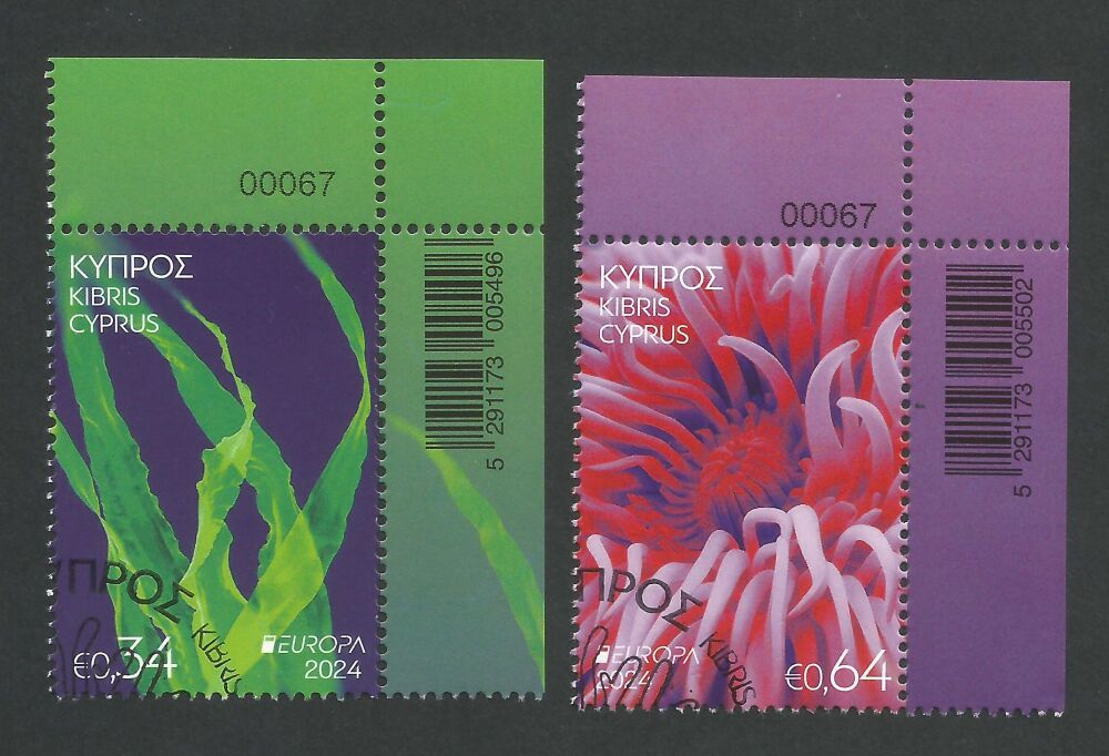Cyprus Stamps SG 2024 (d) Europa Underwater Fauna & Flora - Control Numbers USED (n387)