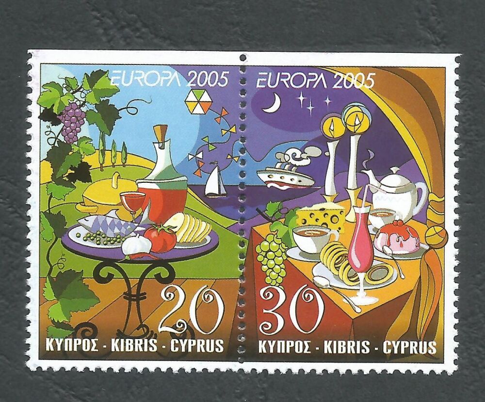 Cyprus Stamps SG 1096-97 2005 Europa Gastronomy Booklet Pair Top set - MINT (n410)