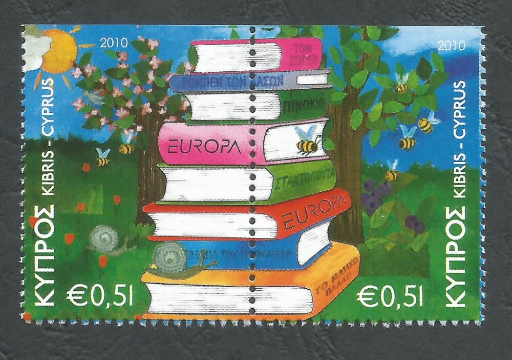 Cyprus Stamps SG 1219-20 2010 Europa Childrens books Booklet Top Pair - MINT (n416)