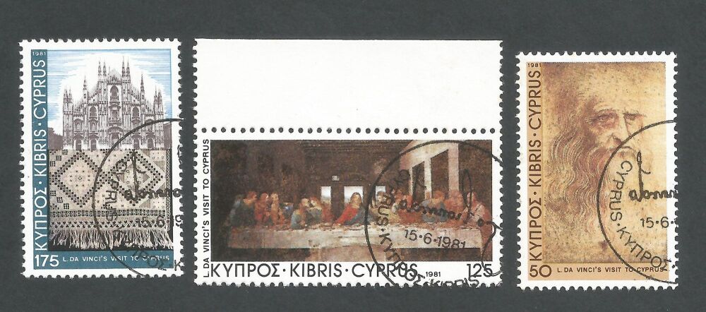 Cyprus Stamps SG 569-71 1981 Leanardo Da Vinci - CTO USED (n525)