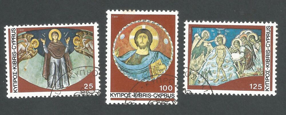 Cyprus Stamps SG 581-83 1981 Christmas murals - CTO USED (n528)