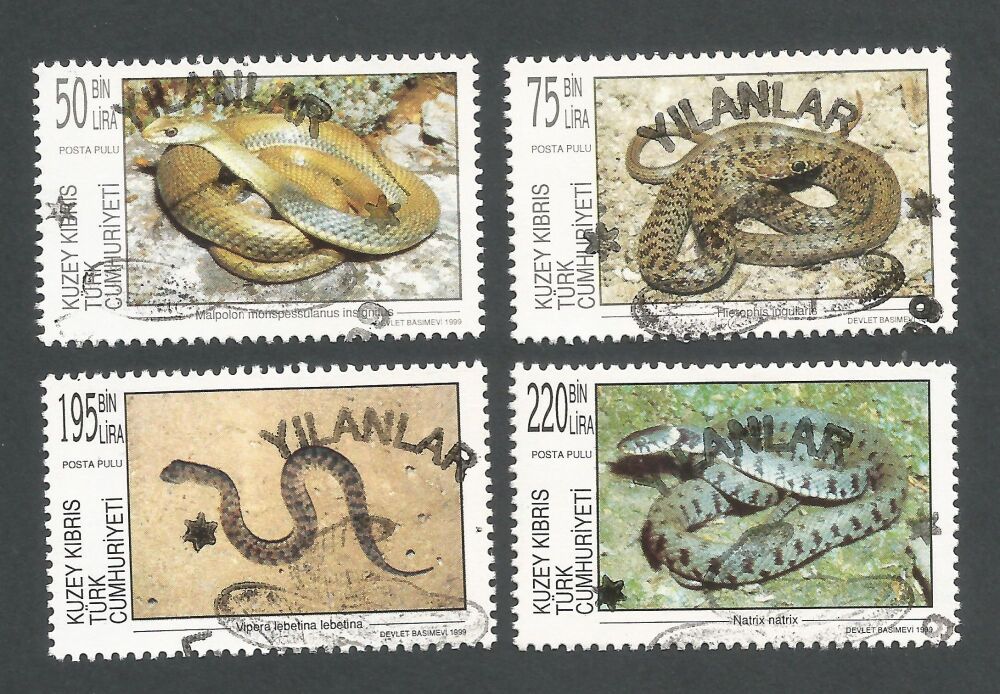 North Cyprus Stamps SG 488-91 1999 Snakes - CTO USED (n586)