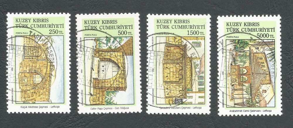 North Cyprus Stamps SG 307-10 1991 Fountains - CTO USED (n588)