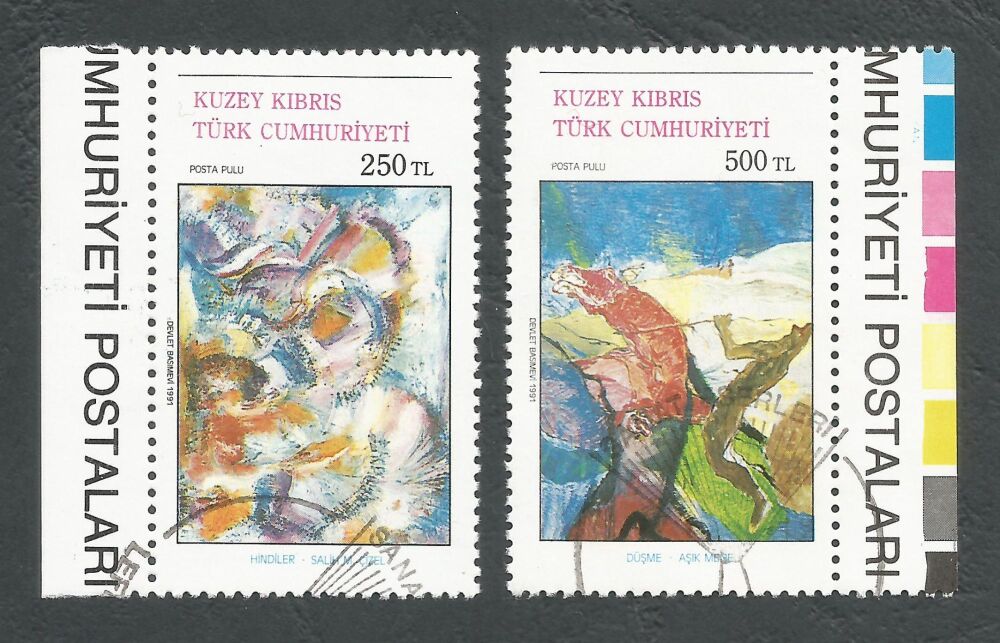 North Cyprus Stamps SG 315-16 1991 Art 2nd Series - CTO USED (n590)