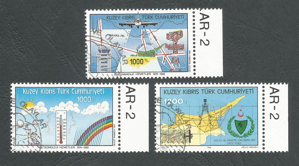 North Cyprus Stamps SG 344-46 1992 Anniversaries and Events 2nd Series - CTO USED (n599)