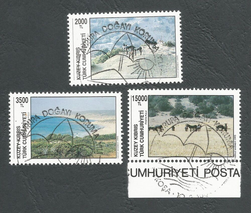 North Cyprus Stamps SG 392-94 1995 European Conservation year - CTO USED (n604)