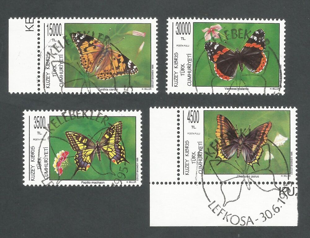 North Cyprus Stamps SG 399-402 1995 Butterflies - CTO USED (n606)