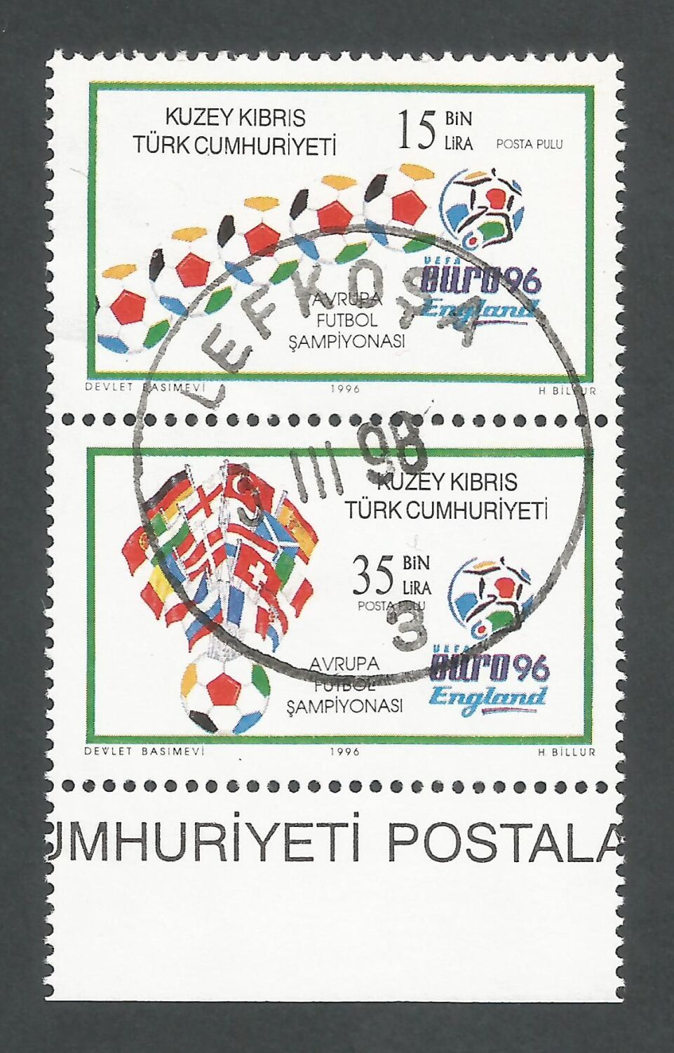 North Cyprus Stamps SG 430-31 1996 Euro 96 Football England - CTO USED (n61