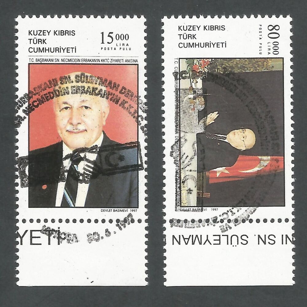 North Cyprus Stamps SG 445-46 1997 Visit of the President and Prime Minister of Turkey - CTO USED (n619)