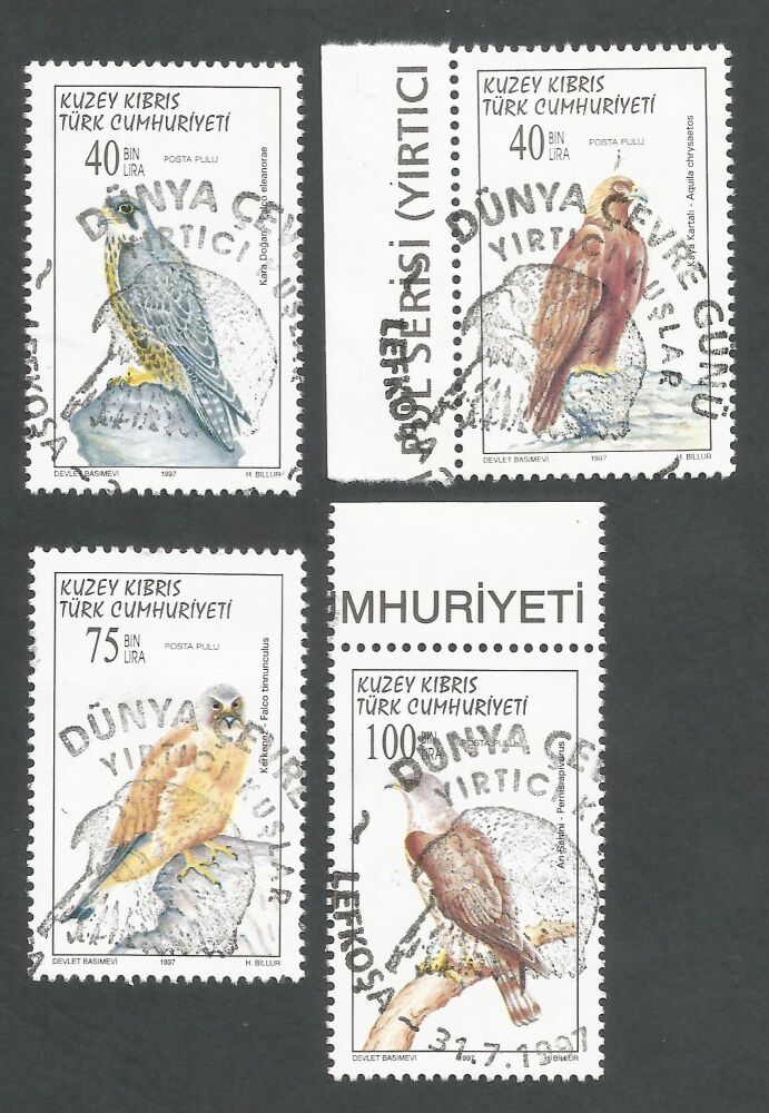 North Cyprus Stamps SG 447-50 1997 Birds of Prey - CTO USED (n620)