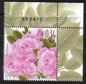 Cyprus Stamps SG 1243 2011 Aromatic Flowers Roses Control numbers - MINT (e137)