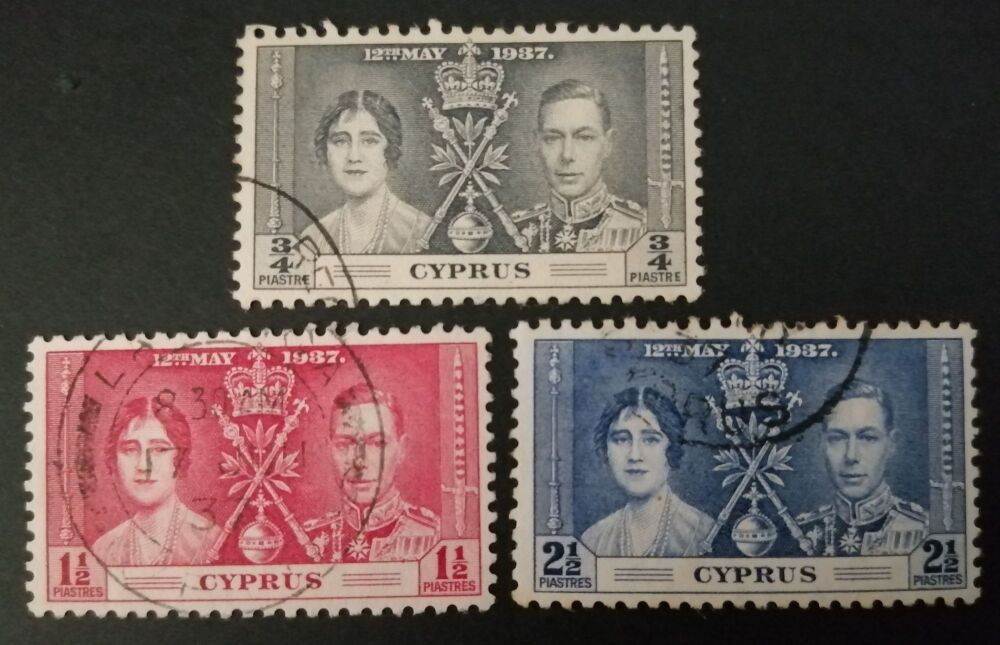 Cyprus Stamps SG 148-50 1937 Coronation - USED (n755)