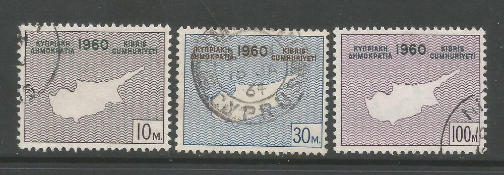 Cyprus Stamps SG 203-05 1960 Maps - USED (n803)