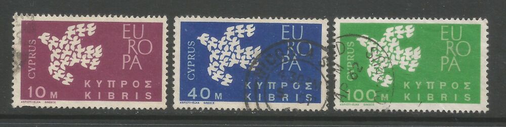 Cyprus Stamps SG 206-08 1962 Europa Doves - USED (n805)