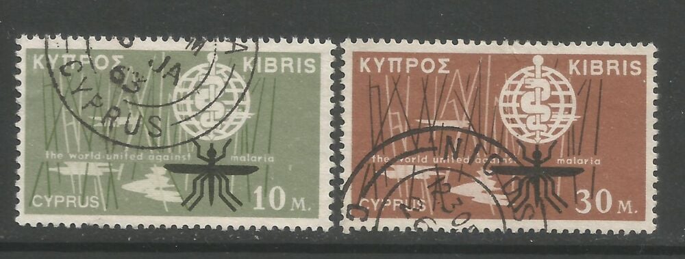 Cyprus Stamps SG 209-10 1962 Malaria Eradication - USED (n806)