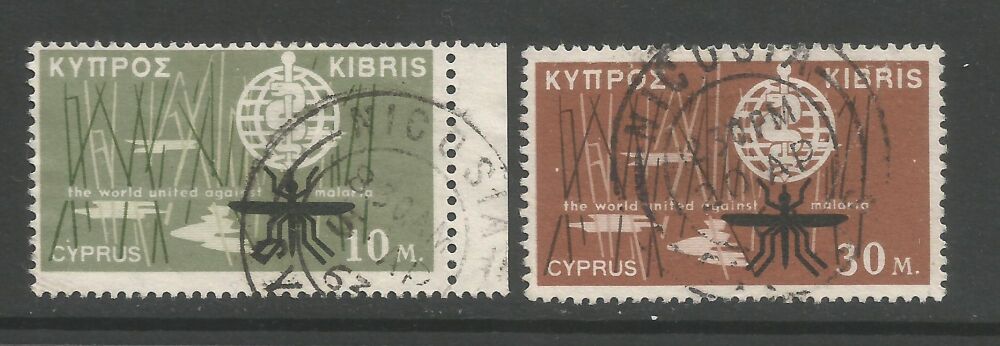 Cyprus Stamps SG 209-10 1962 Malaria Eradication - USED (n807)