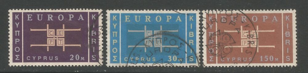 Cyprus Stamps SG 234-36 1963 Europa CEPT emblem - USED (n809)