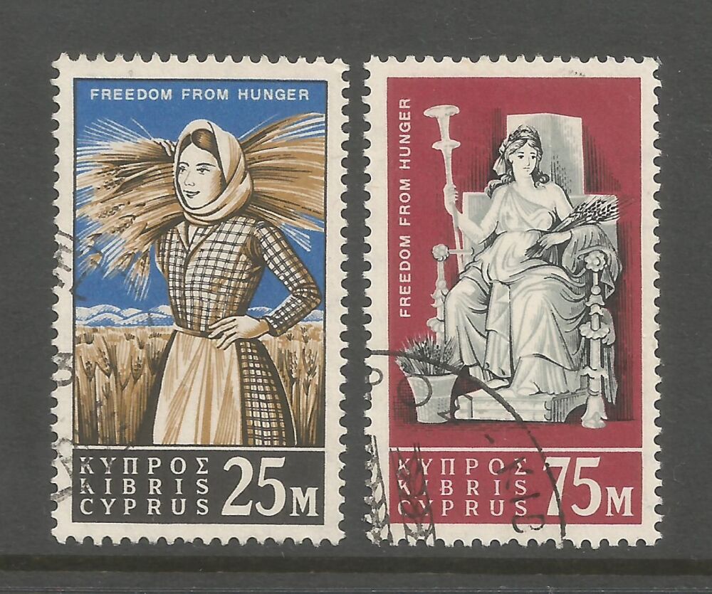 Cyprus Stamps SG 227-28 1963 Freedom from hunger - USED (n818)