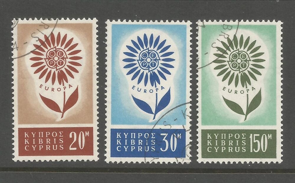 Cyprus Stamps SG 249-51 1964 Europa Flower - USED (n822)