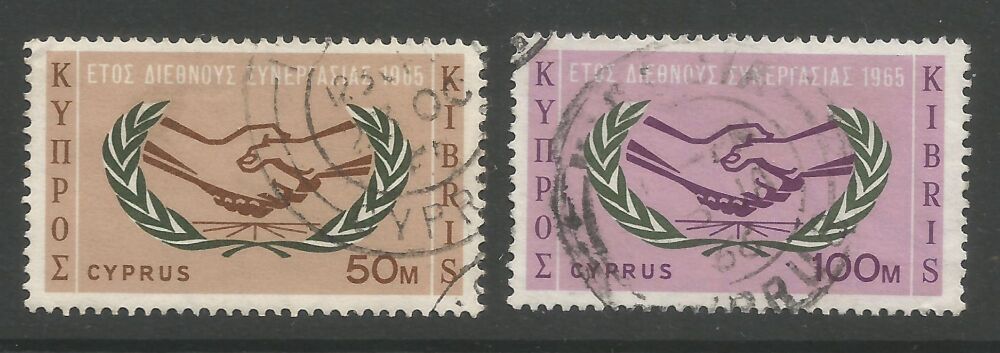 Cyprus Stamps SG 265-66 1965 International Co-operation year - USED (n813)